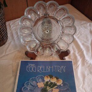 Vintage Lead crystal egg relish tray Indiana Glass